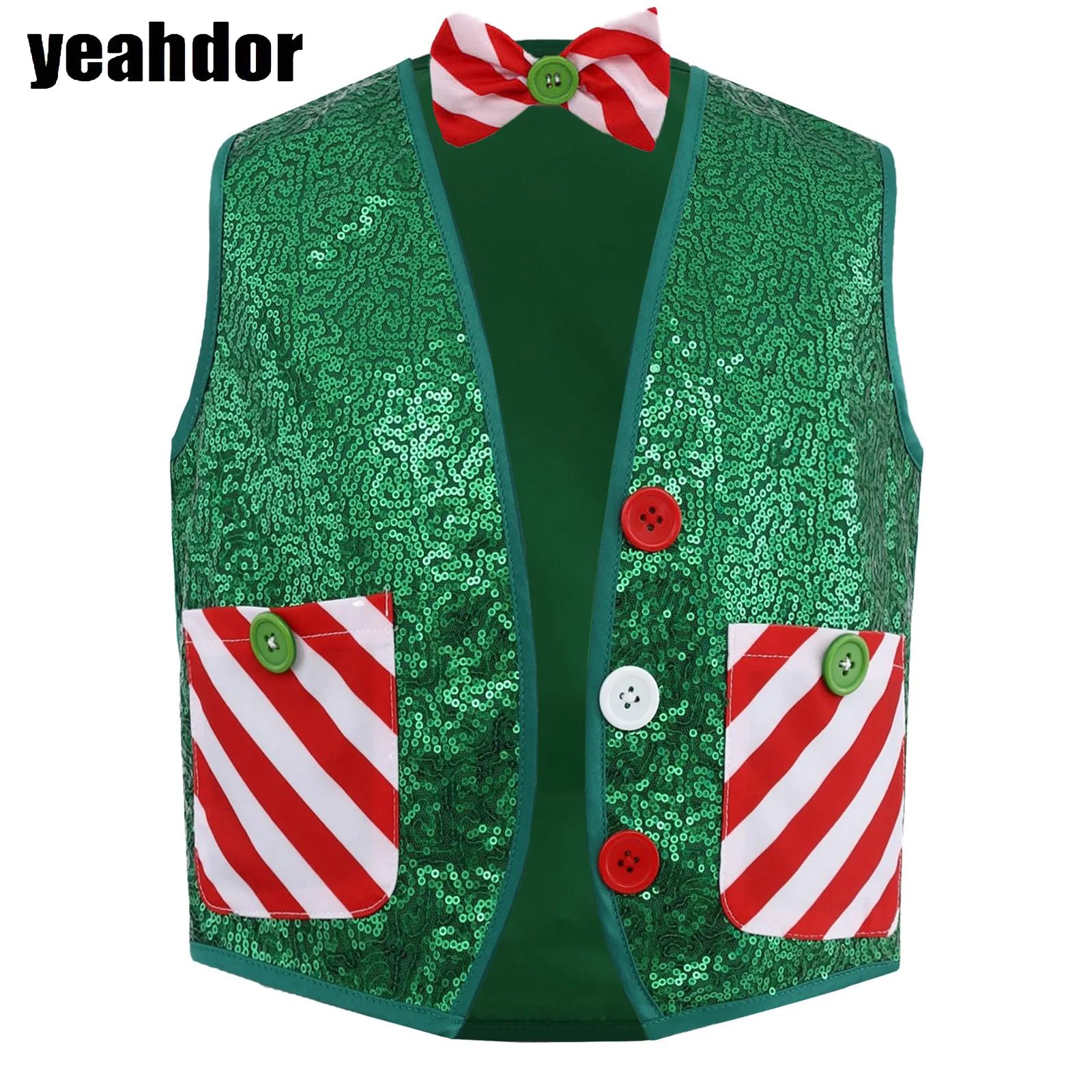 Elf Costume Christmas - Jungen Weihnachten Pailletten Santa Elf Weste