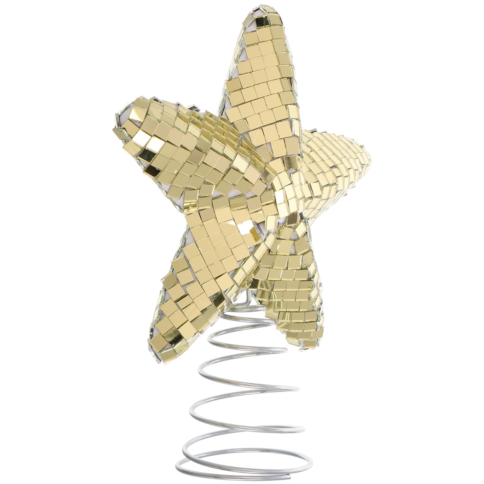 Star Tree Topper - Weihnachtsbaum-Sternspitze, Discokugel, Glitzer-Mini-Baumdekoration, Feiertagsornament, funkelndes goldenes